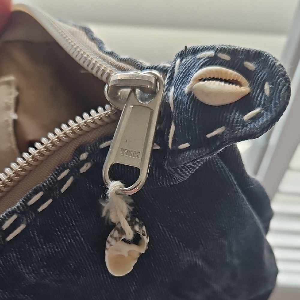Blue Denim Pouch with White Lettering - Picture 5 of 6